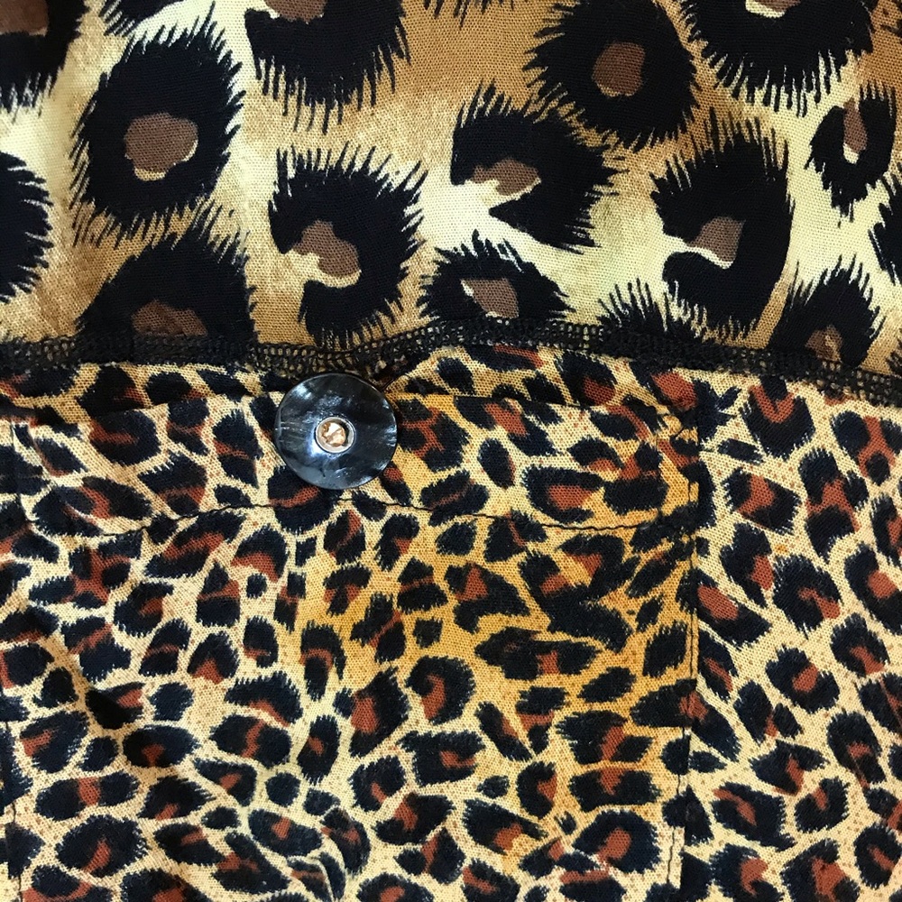 Animal Print Jeweled Patchwork Blouse Euc Unique - image 4